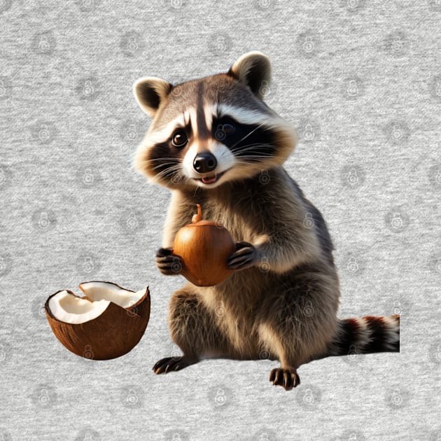 Raccoon with its coconut by CobArt